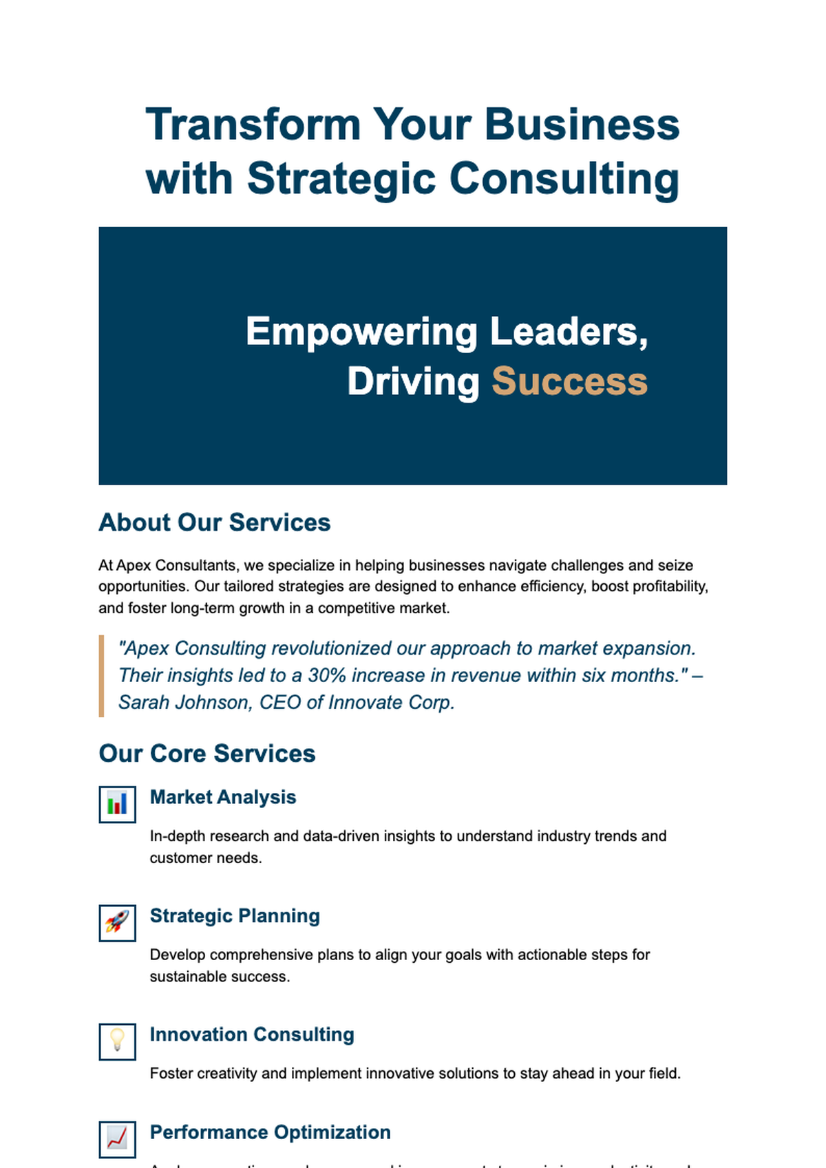 One Page Consultant Services Pamphlet Template with ACBS Agency Features and Contact Info_variant_3